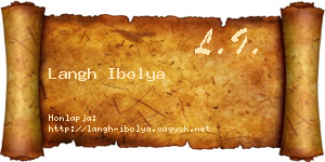 Langh Ibolya névjegykártya